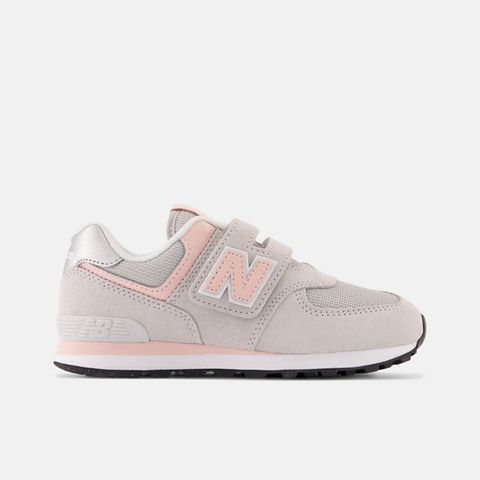 New Balance [PV574EVK] 中童 休閒鞋 經典 復古 W寬楦 NB 574 魔鬼氈 舒適 百搭 灰粉