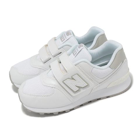 NEW BALANCE 紐巴倫 休閒鞋 574 Wide 中童 寬楦 白 銀 皮革 網布 魔鬼氈 小朋友 運動鞋 NB PV5742BEW