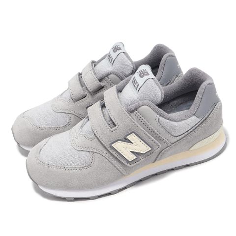 New Balance 紐巴倫 休閒鞋 574 中童 寬懸 灰 白 小朋友 麂皮 魔鬼氈 運動鞋 NB PV574GBG-W