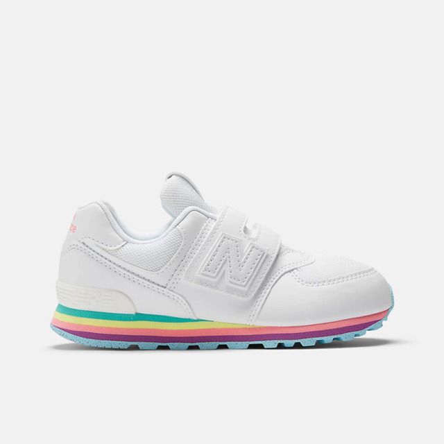 NEW BALANCE  PV574KIJ 中童 休閒鞋 經典 復古 W寬楦 NB 574 魔鬼氈 百搭 白彩