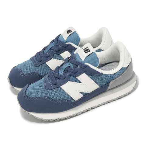 NEW BALANCE 紐巴倫 休閒鞋 237 中童 寬楦 鷺藍 復古靛藍 緩衝 麂皮 拼接 小朋友 運動鞋 NB PH237LBW-W