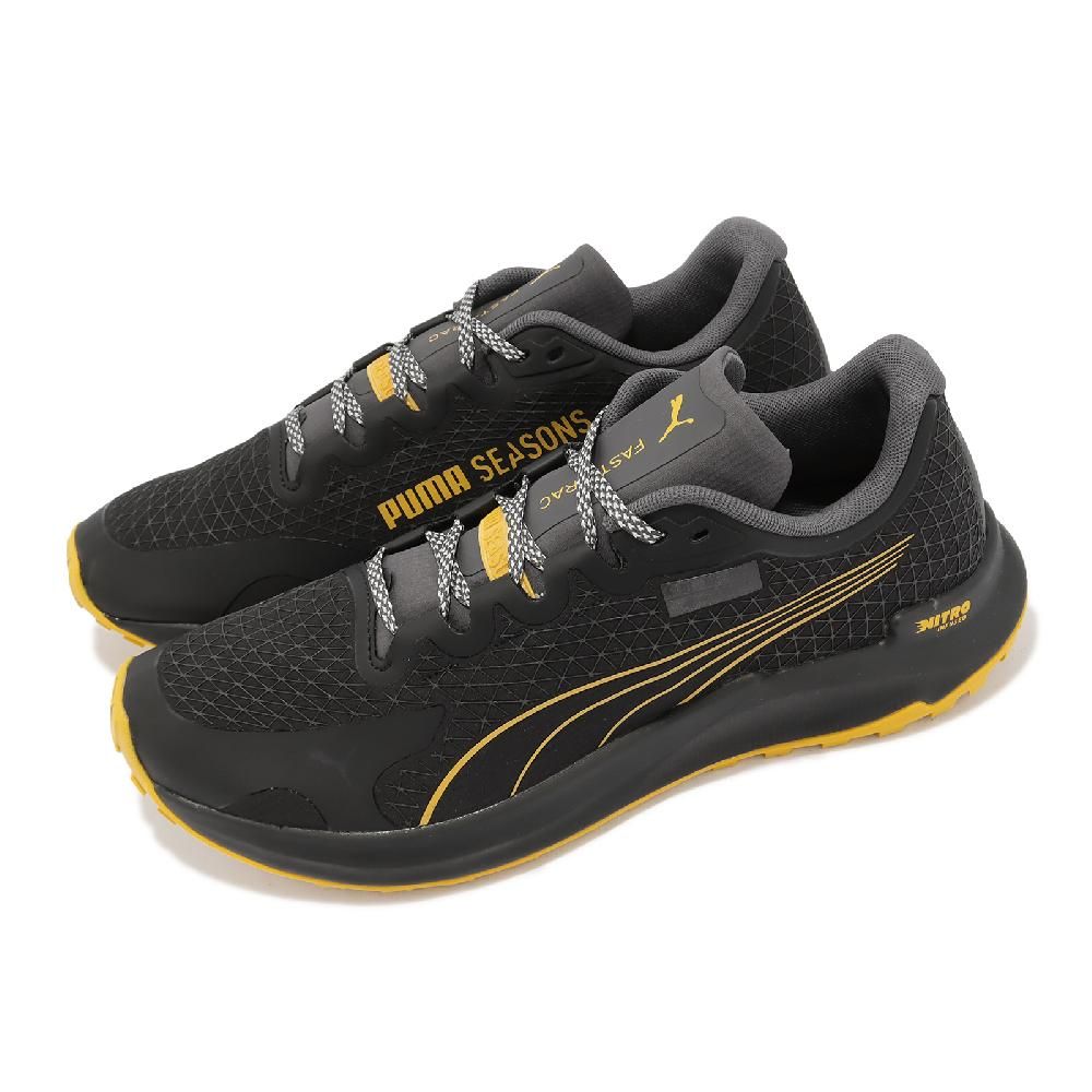 PUMA  彪馬 越野跑鞋 Fast-Trac Nitro GTX 男鞋 黑 黃 防水 緩震 耐磨 戶外 運動鞋 37706205