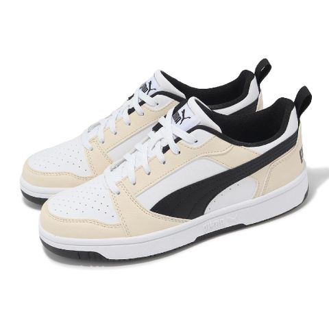 PUMA 彪馬 休閒鞋 Rebound V6 Low 男鞋 女鞋 米白 黑 皮革 低筒 緩衝 復古 板鞋 情侶鞋 39232818