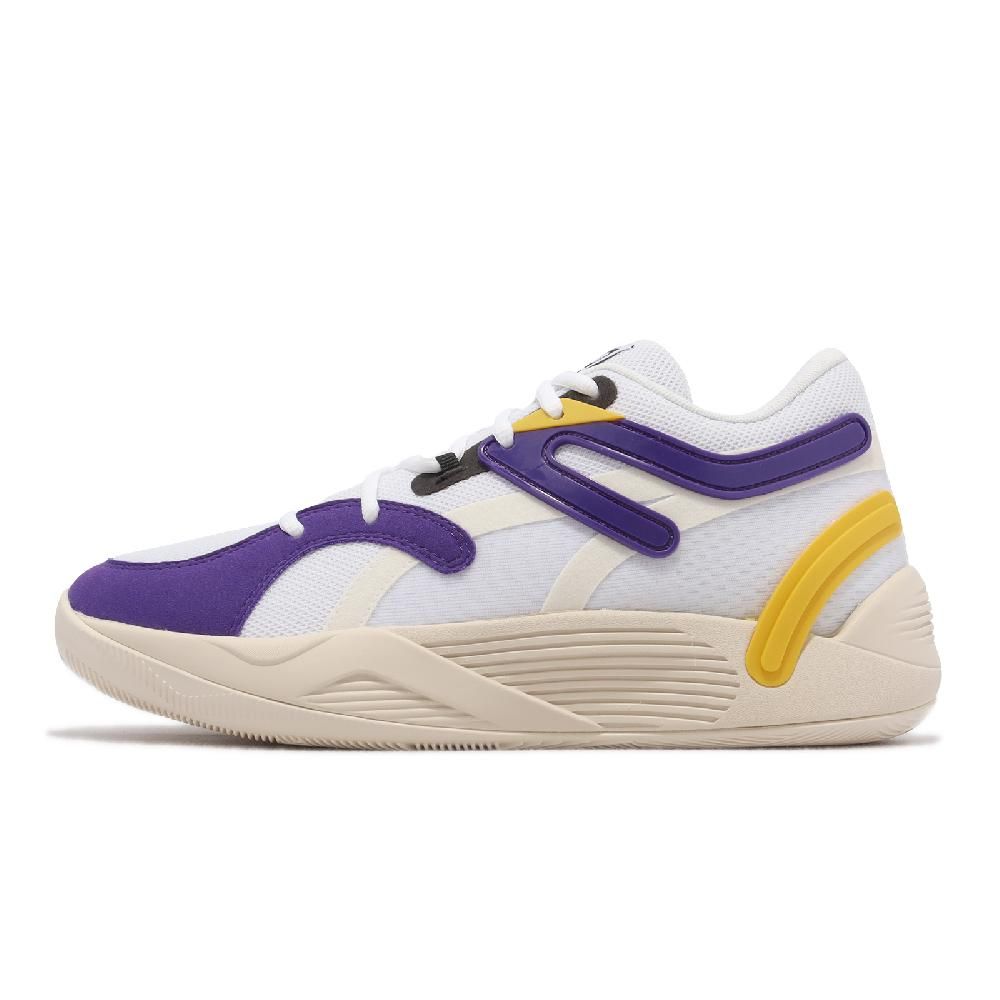 PUMA  籃球鞋 TRC Blaze Court 男鞋 白 奶油 紫黃 Lakers 湖人配色 低筒 運動鞋 37658207