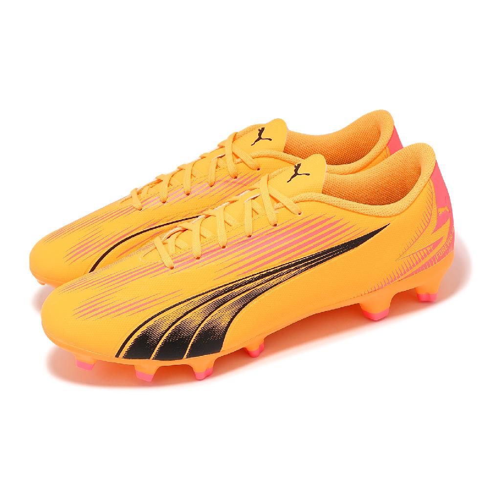 PUMA  彪馬 足球鞋 Ultra Play FG/AG 男鞋 橘黃 粉 包覆 抓地 短草皮 運動鞋 10776303