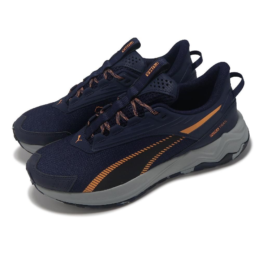 PUMA  彪馬 越野跑鞋 Extend Lite Trail 男鞋 深藍 橘 網布 抓地 運動鞋 37953804