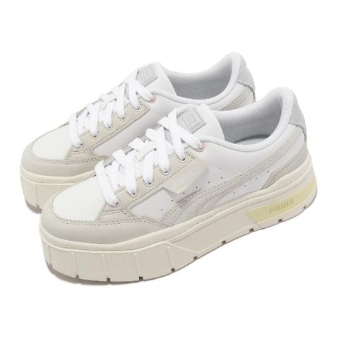 PUMA 休閒鞋 Mayze Stack Luxe Wns 女鞋 白 灰 厚底 增高 皮革 麂皮 38985303