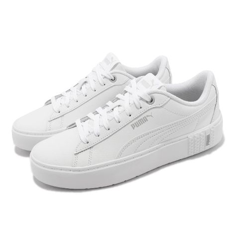 Puma 休閒鞋 Smash Platform V2 L 女鞋 白 全白 基本款 皮革 小白鞋 37303501