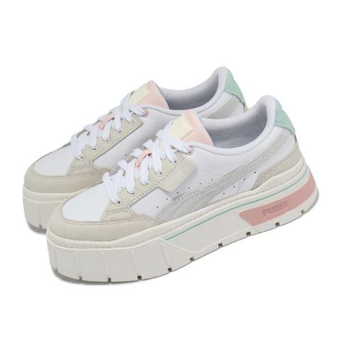 PUMA 彪馬 休閒鞋 Mayze Stack Luxe Wns 女鞋 米白 粉紅 厚底 增高 麂皮 鬆糕鞋 38985304