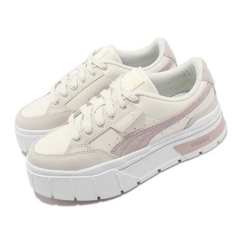 PUMA 彪馬 休閒鞋 Mayze Stack Luxe Wns 女鞋 米白 淡紫 皮革 厚底 增高 麂皮 38985301