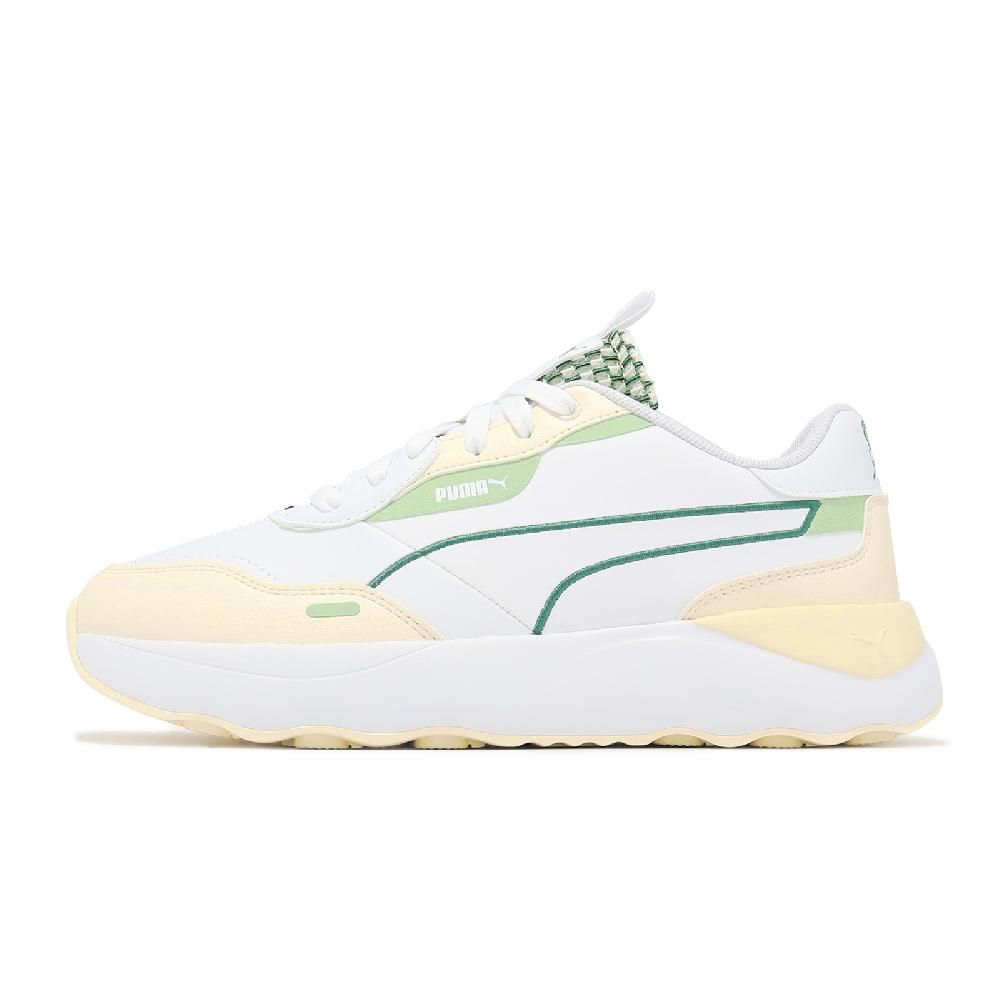 PUMA  彪馬 休閒鞋 Runtamed Platform Blossom 女鞋 白 綠 花卉 皮革 復古 運動鞋 39526001