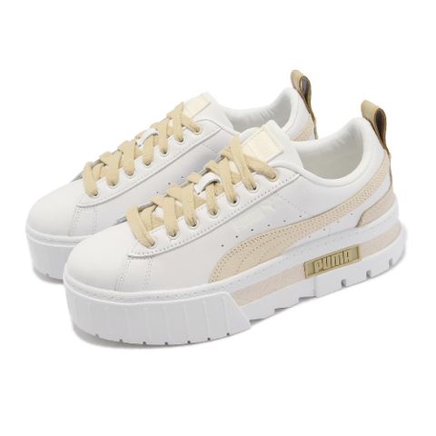 PUMA 彪馬 休閒鞋 Mayze Luxe Wns 女鞋 白 卡其色 厚底 基本款 皮革 低筒 小白鞋 38399506