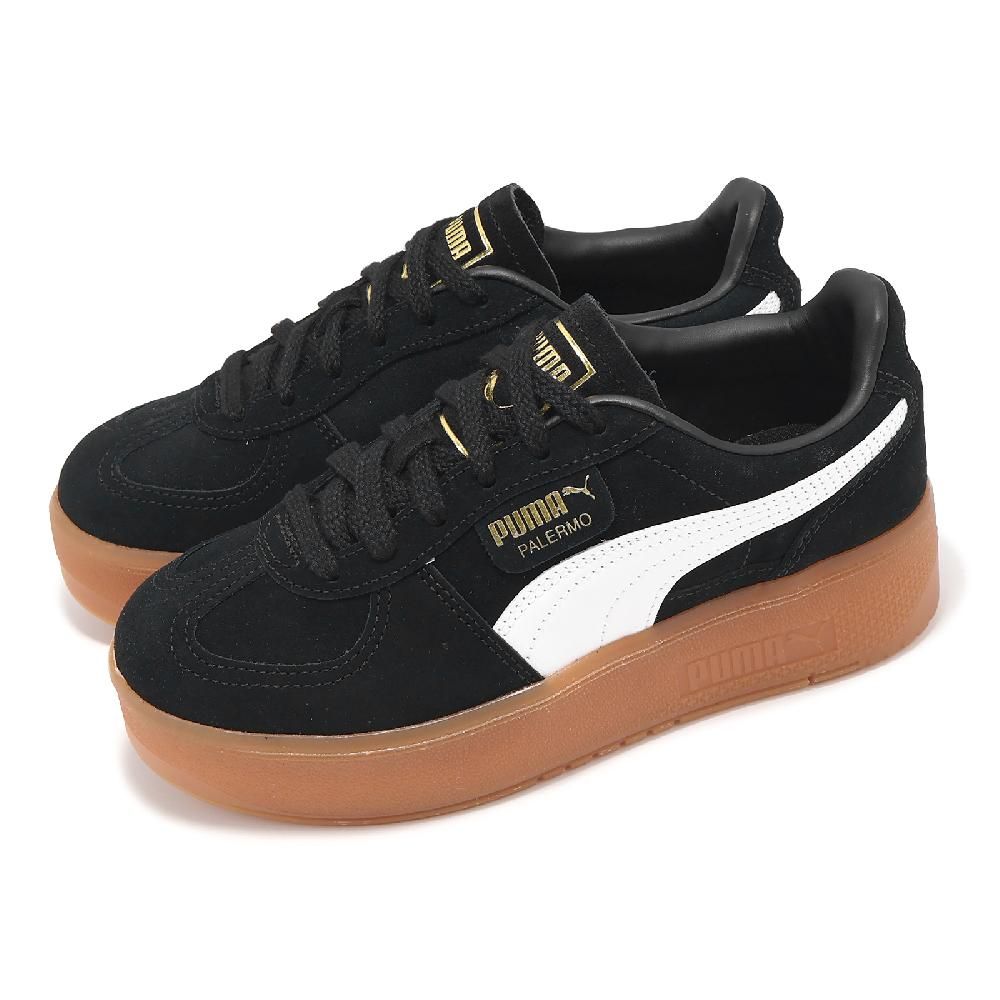 PUMA  彪馬 德訓鞋 Palermo Elevata Wns 女鞋 黑 白 厚底 膠底 復古 麂皮 休閒鞋 39934801