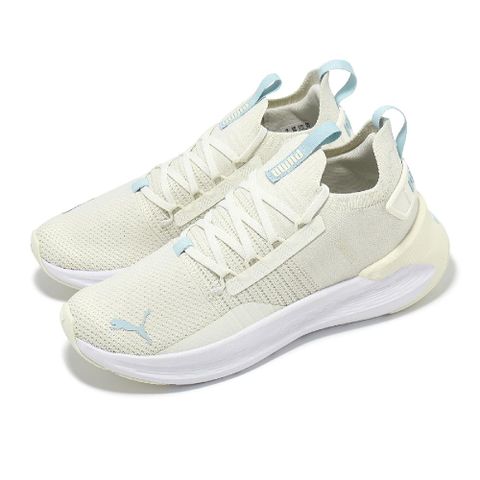 PUMA 彪馬 慢跑鞋 Softride Symmetry Fuzion Wns 女鞋 米白 藍 襪套 緩衝 運動鞋 31046003