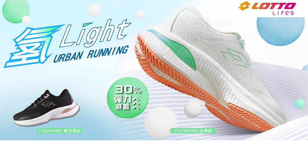 LightURBAN RUNNINGLT4AWR5980 黑/玫瑰金%彈力 LT4AWR5985 白/果LOTTOLIFES