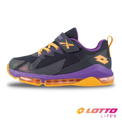 【LOTTO 義大利】童鞋 閃電 LIGHTNING 氣墊籃球鞋(黑/紫)