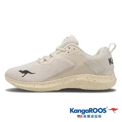 【KangaROOS 美國袋鼠鞋】男 FLOAT 透氣吸濕 超輕量 運動慢跑鞋 (燕麥白-KM21068)
