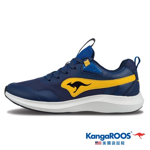 【KangaROOS 美國袋鼠鞋】男 RUN FLOW 超輕量跑鞋 機能運動 慢跑鞋 (藍/黃-KM32046)