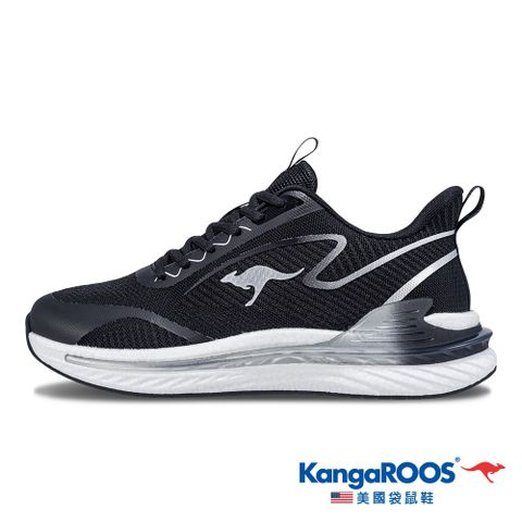 【KangaROOS 美國袋鼠鞋】男 RUN DASH 科技機能跑鞋 支撐穩定 輕量透氣(黑-KM41360)