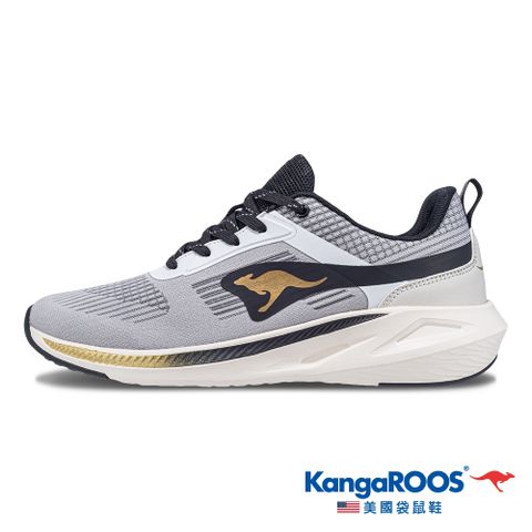 【KangaROOS 美國袋鼠鞋】男鞋 RUN BREEZY 超輕量跑鞋 輕質透氣 貼合腳型 (灰/黑-KM41108)