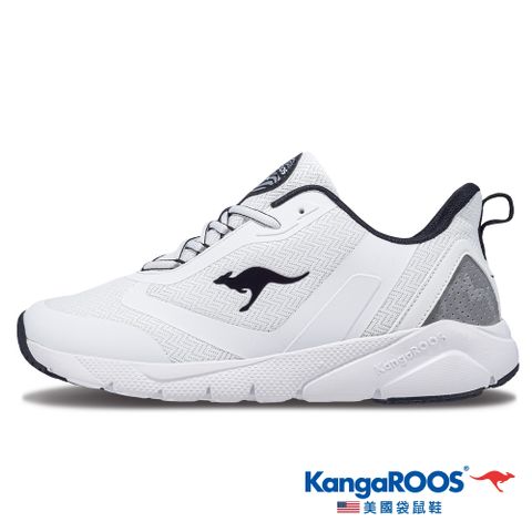 【KangaROOS 美國袋鼠鞋】男鞋 RUN REIGN 輕量跑鞋 輕質透氣 運動鞋 慢跑鞋(白-KM41129)