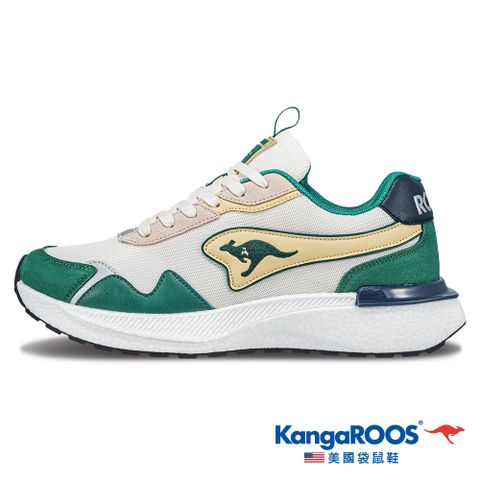 【KangaROOS 美國袋鼠鞋】男鞋 LEGACY  美式復古跑鞋 跑步健行 輕量抗震 (白/綠-KM41605)