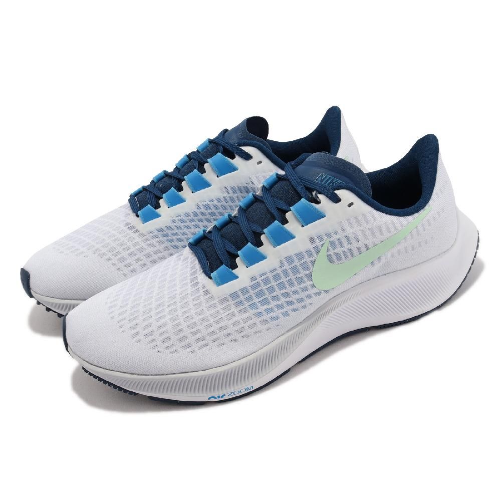 Nike 慢跑鞋Air Zoom Pegasus 37 男鞋白藍氣墊緩震小飛馬運動鞋BQ9646