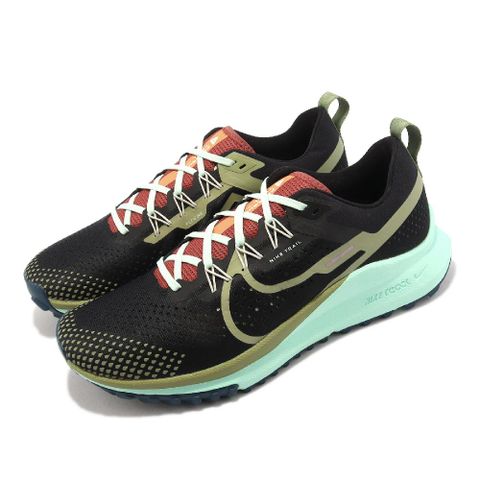 Nike 慢跑鞋 React Pegasus Trail 4 男鞋 黑 薄荷綠 支撐 環保材質 緩震 路跑 DJ6158-004