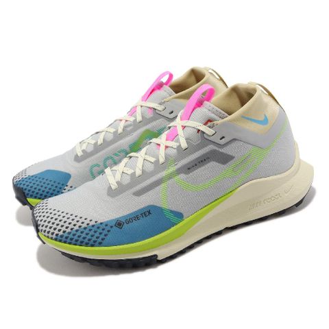 Nike 慢跑鞋 React Pegasus Trail 4 GTX 男鞋 灰綠 防水 路跑 經典 運動鞋 DJ7926-002