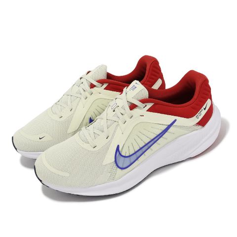 Nike 耐吉 慢跑鞋 Quest 5 男鞋 米黃 藍 紅 運動鞋 網布 緩震 路跑 DD0204-009