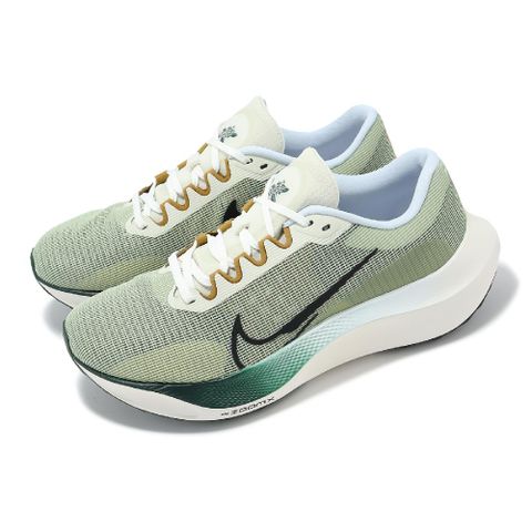 Nike 耐吉 慢跑鞋 Zoom Fly 5 男鞋 綠 白 回彈 輕量 透氣 路跑 馬拉松 運動鞋 FV3632-301