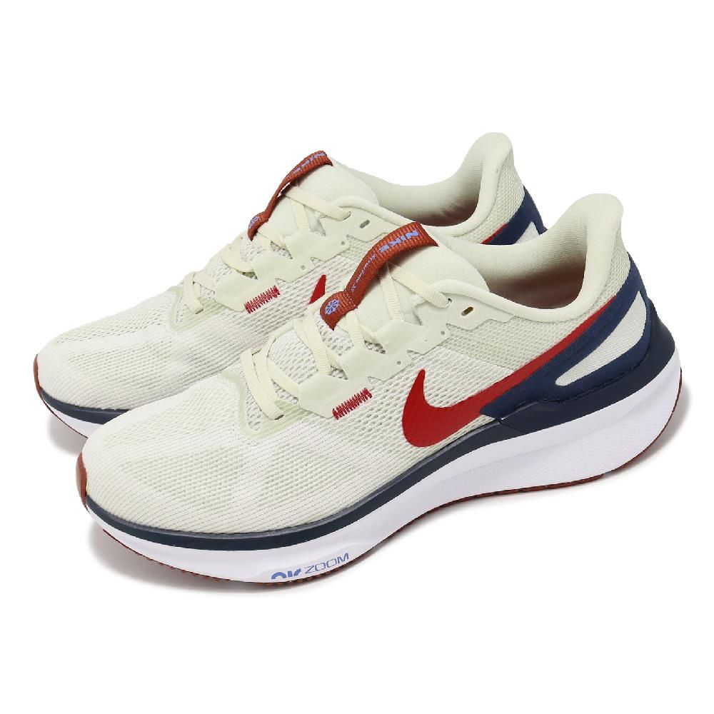 NIKE 耐吉 Nike 耐吉 慢跑鞋 Air Zoom Structure 25 男鞋 米白 深藍 紅 路跑 氣墊 DJ7883-001