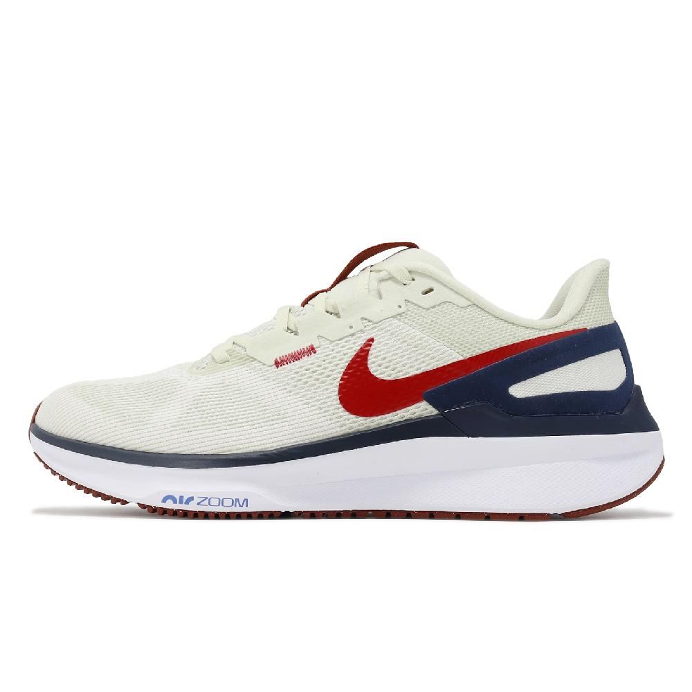 NIKE 耐吉 Nike 耐吉 慢跑鞋 Air Zoom Structure 25 男鞋 米白 深藍 紅 路跑 氣墊 DJ7883-001