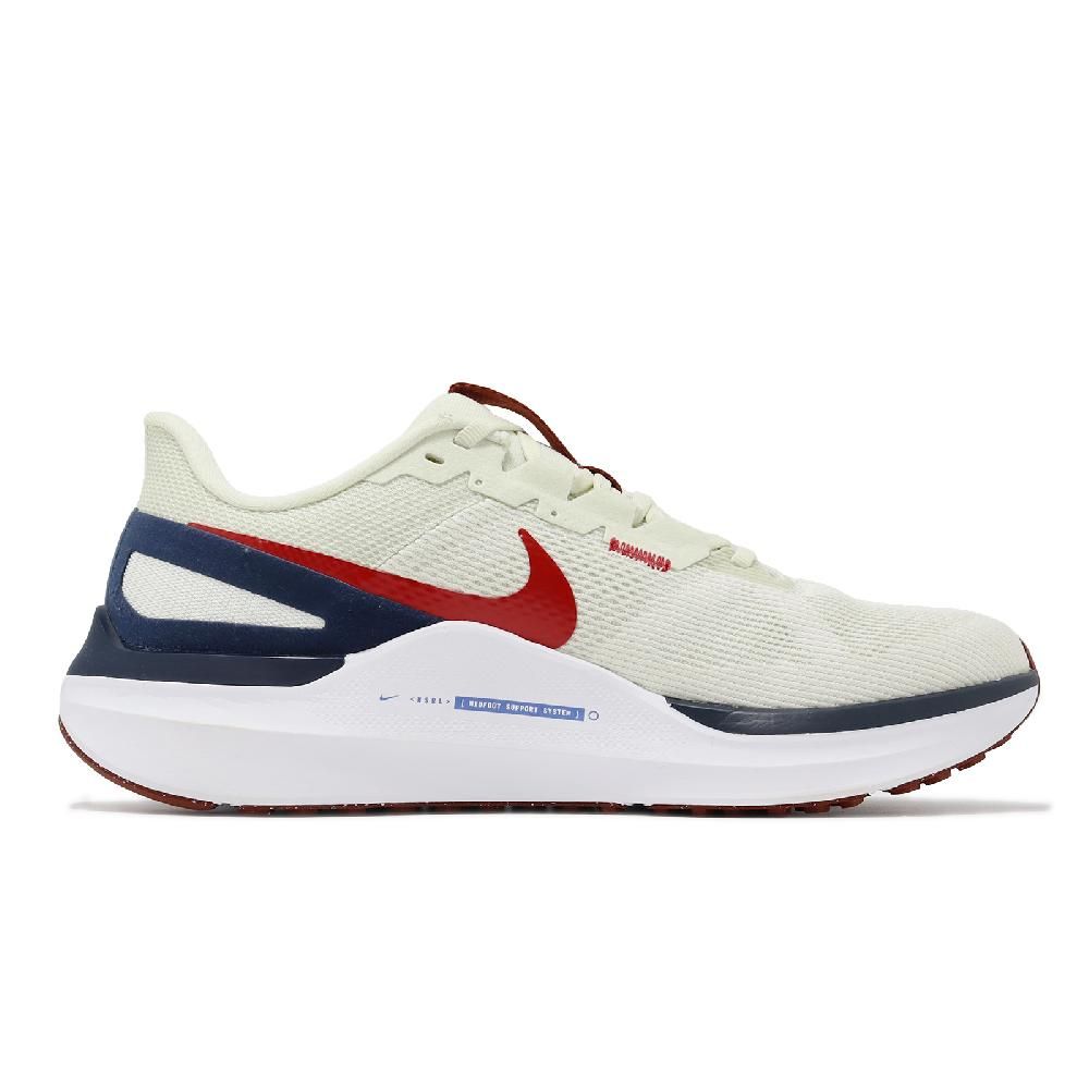 NIKE 耐吉 Nike 耐吉 慢跑鞋 Air Zoom Structure 25 男鞋 米白 深藍 紅 路跑 氣墊 DJ7883-001