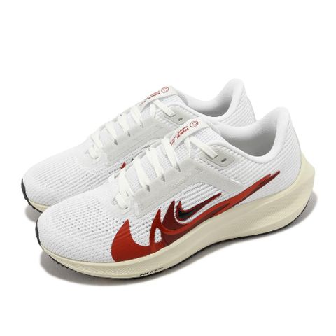 NIKE 耐吉 慢跑鞋 Wmns Air Zoom Pegasus 40 PRM ANY 女鞋 白 紅 氣墊 針織 FB7703-100