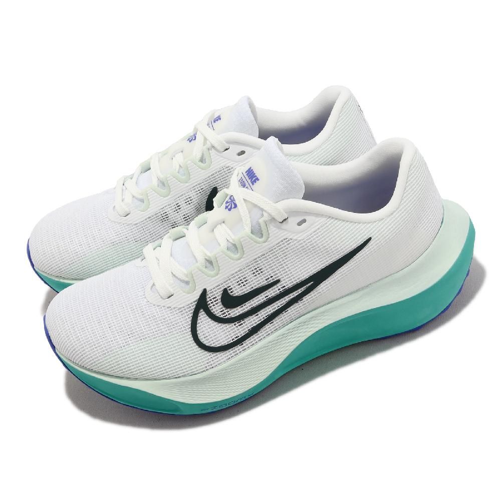 Nike 耐吉慢跑鞋Wmns Zoom Fly 5 女鞋白湖水綠緩震路跑運動鞋DM8974