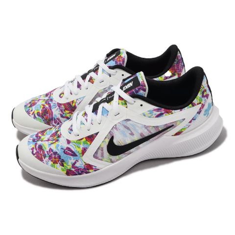 Nike 耐吉 慢跑鞋 Downshifter 10 Fable GS 大童鞋 女鞋 白 花卉 運動鞋 CT5256-100