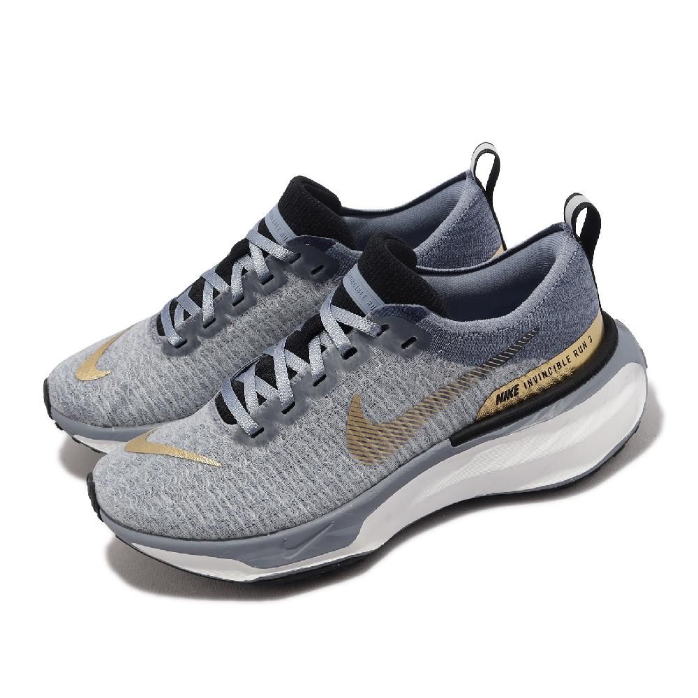 Nike 耐吉慢跑鞋Wmns Zoomx Invincible Run FK 3 女鞋灰藍金回彈運動鞋