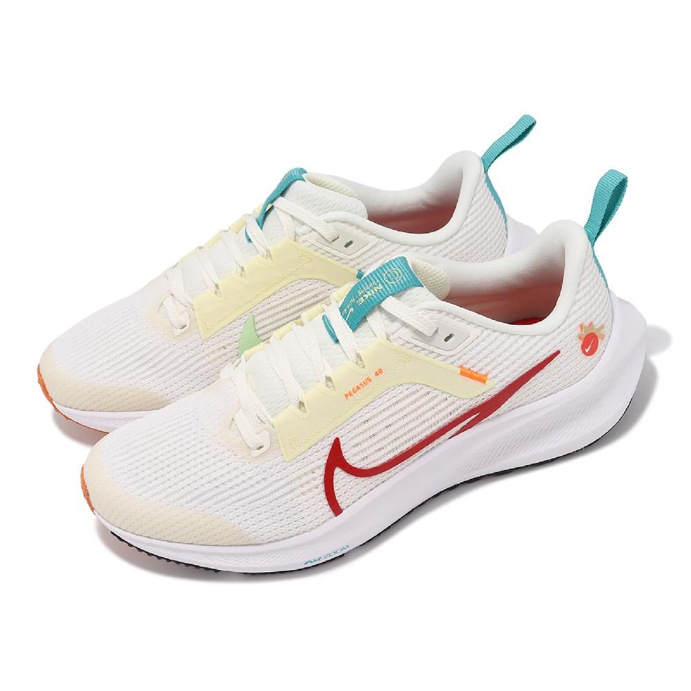 NIKE 耐吉   慢跑鞋 Air Zoom Pegasus 40 GS 大童 女鞋 白 紅 緩震 輕量 小飛馬 運動鞋 FZ5526-161