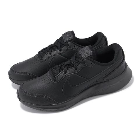 Nike 耐吉 慢跑鞋 Varsity Leather GS 大童 女鞋 黑 全黑 皮革 緩震 運動鞋 CN9146-001