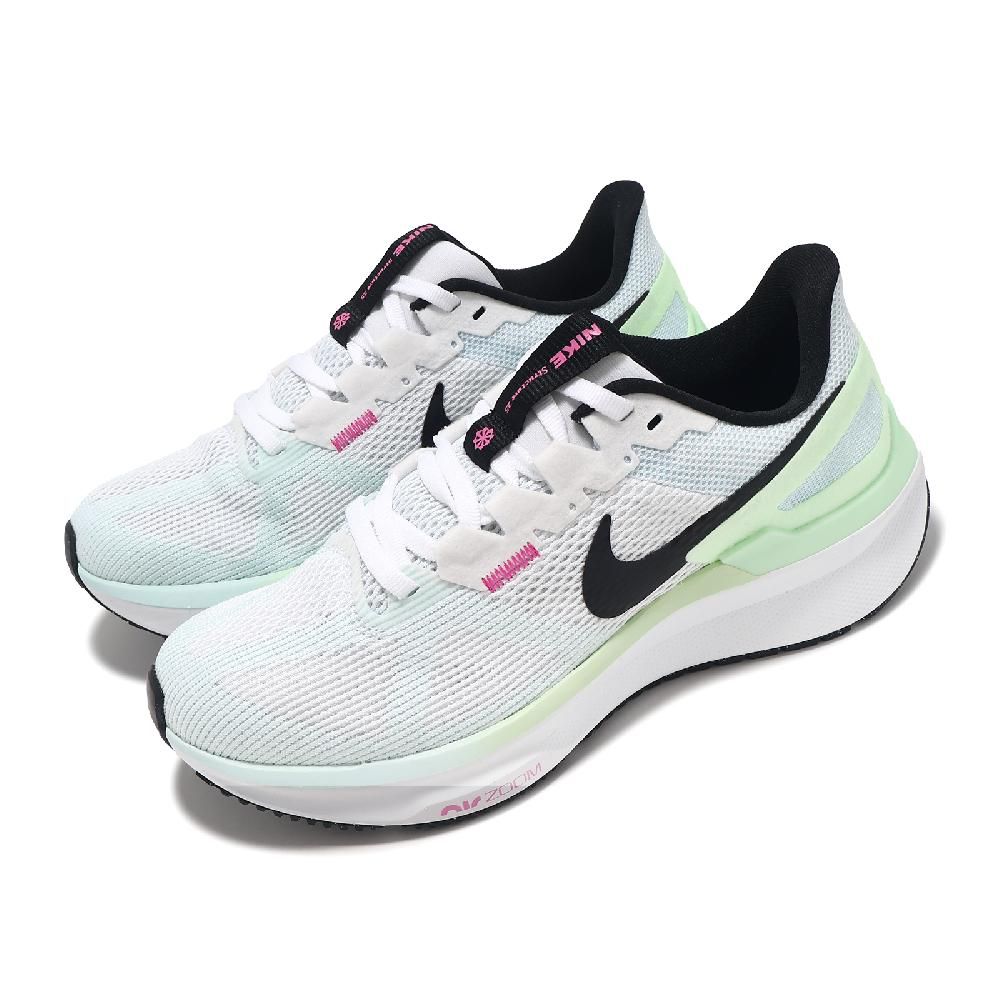 NIKE 耐吉   慢跑鞋 Wmns Air Zoom Structure 25 女鞋 白 綠 緩震 氣墊 運動鞋 DJ7884-105