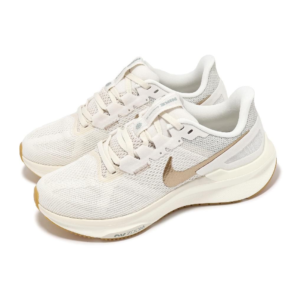 NIKE 耐吉   慢跑鞋 Wmns Air Zoom Structure 25 女鞋 米白 金 厚底 弧形大底 運動鞋 DJ7884-007