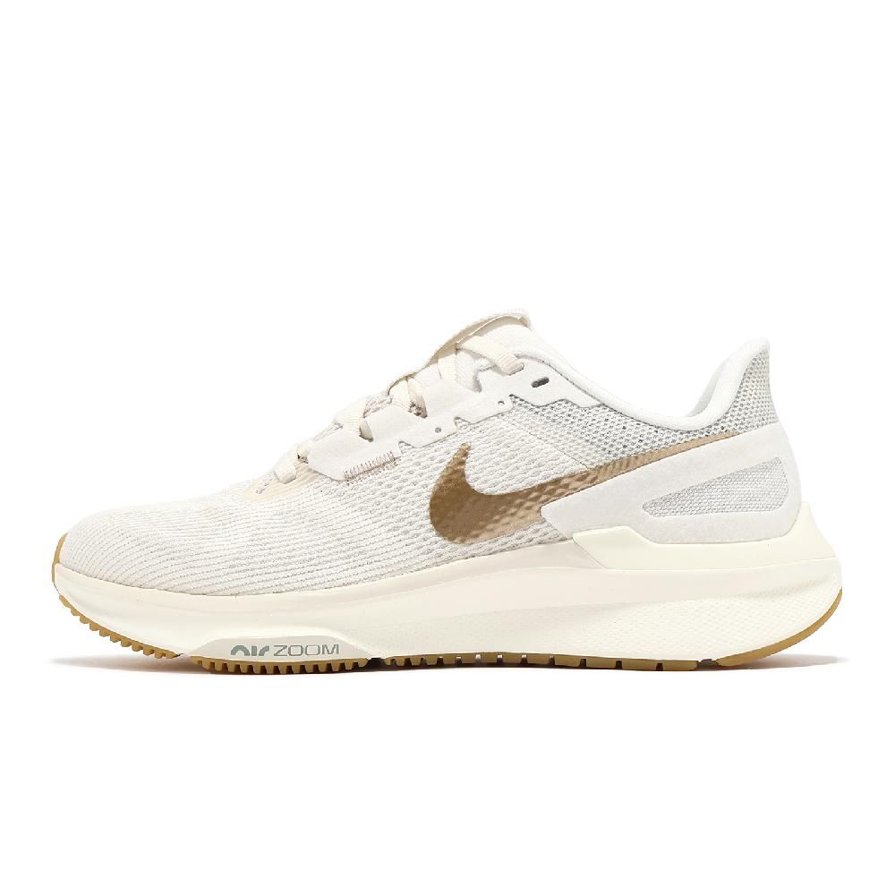 NIKE 耐吉   慢跑鞋 Wmns Air Zoom Structure 25 女鞋 米白 金 厚底 弧形大底 運動鞋 DJ7884-007