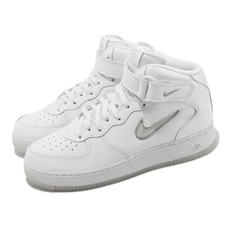 Nike 休閒鞋Air Force 1 Mid 07 白骨白男鞋牙刷AF1 魔鬼氈DZ2672-101