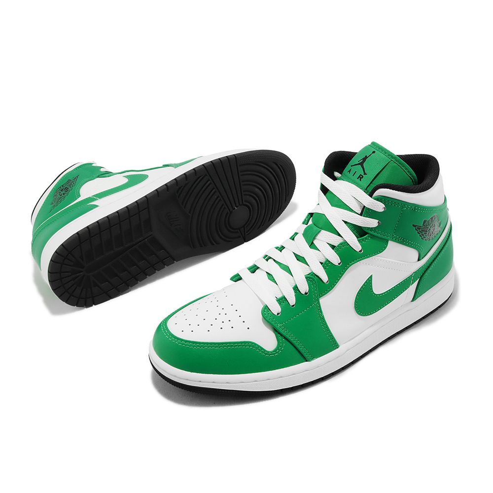 Nike Air Jordan 1 Mid Lucky Green 男鞋綠白AJ1 休閒鞋皮革喬丹一代