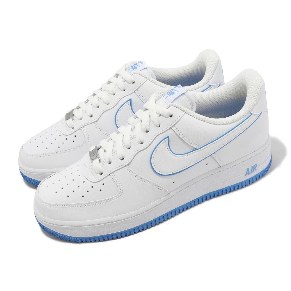 Nike 休閒鞋Air Force 1 07 男鞋白水藍AF1 滾邊經典百搭DV0788-101