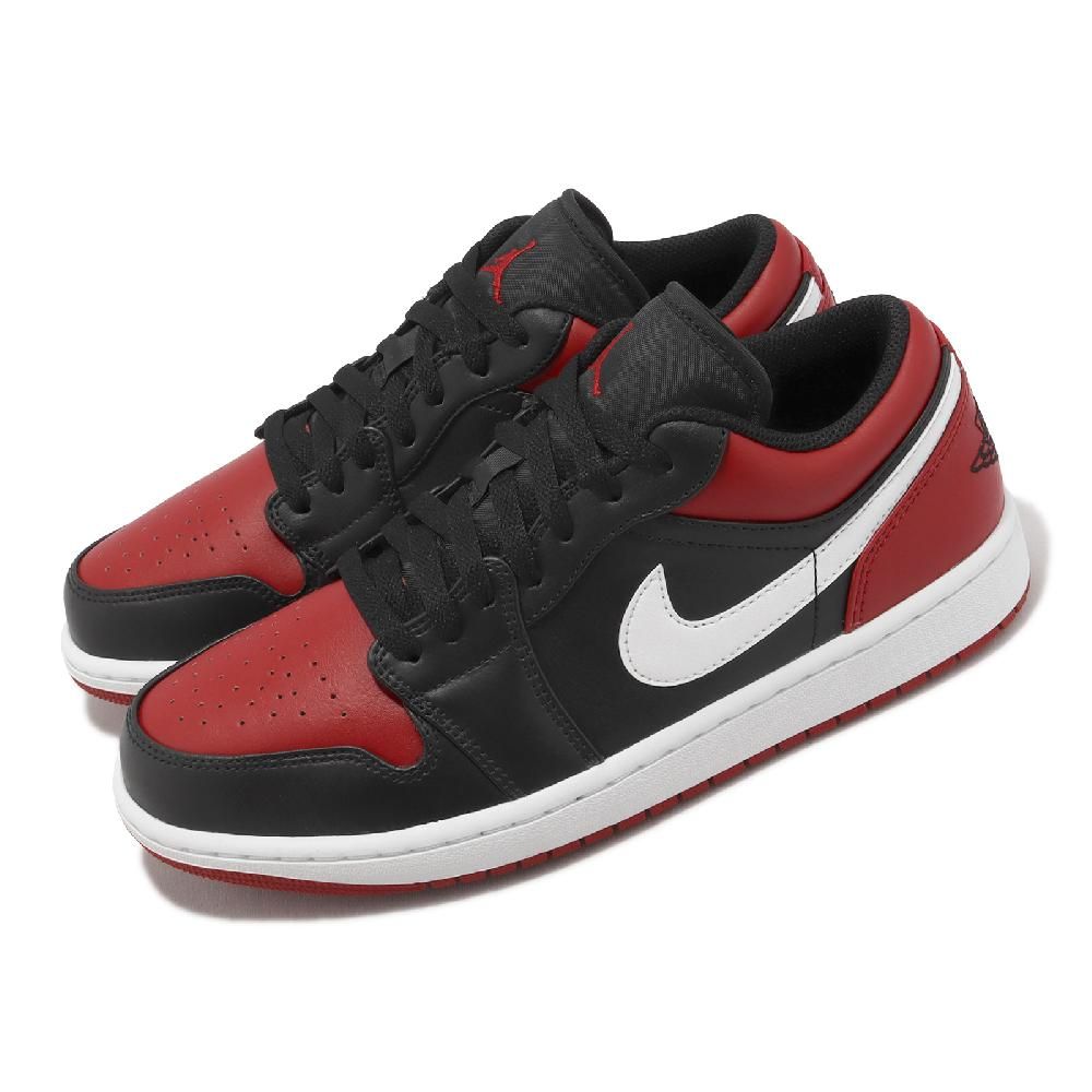 Nike 耐吉休閒鞋Air Jordan 1 Low 男鞋皮革AJ1 黑紅頭Bred Toe 喬丹1代