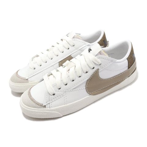 NIKE 耐吉 休閒鞋 Blazer Low 77 Jumbo 女鞋 白 咖啡棕 經典 大勾 皮革 低筒  DZ2772-121