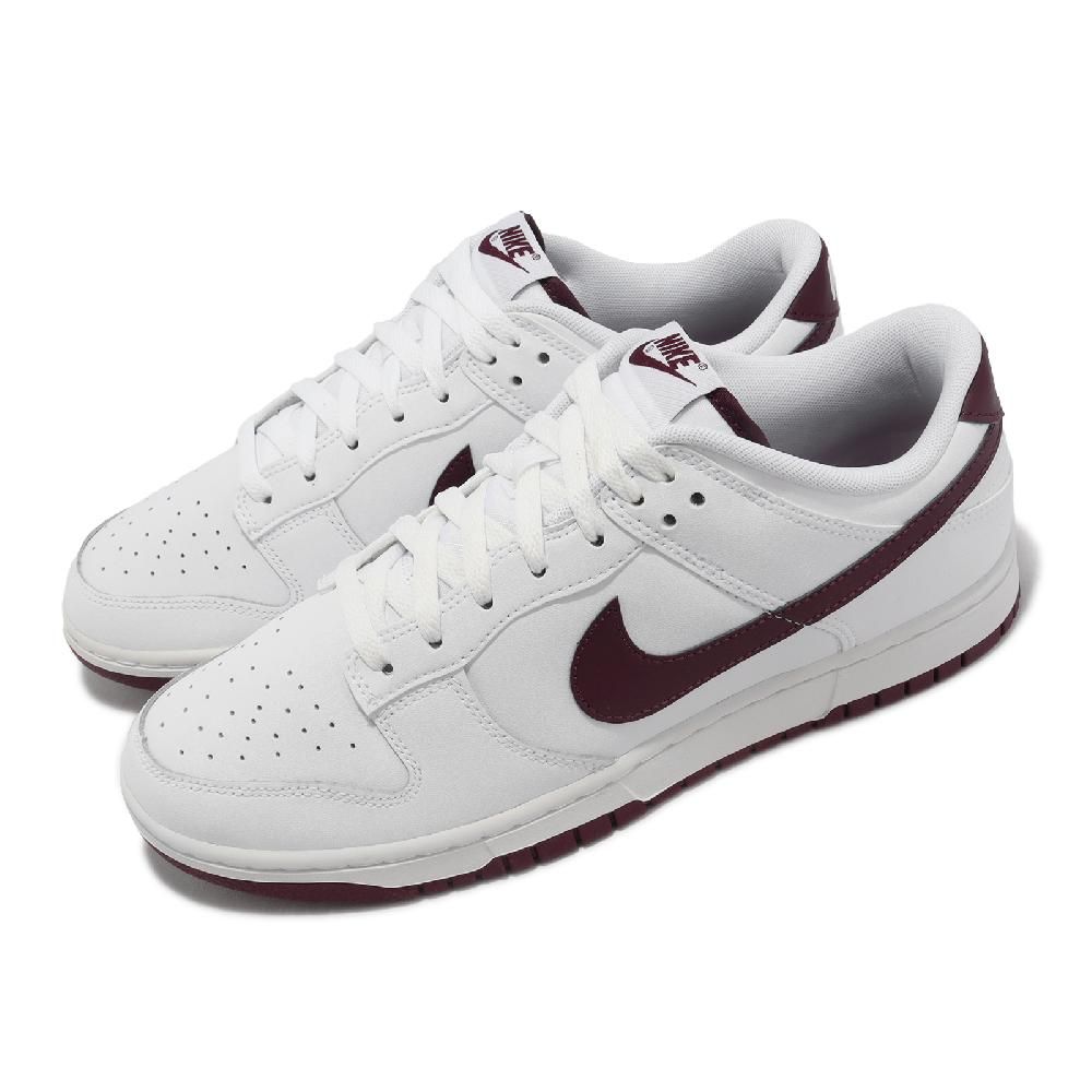 Nike 耐吉休閒鞋Dunk Low Retro 男鞋白紅皮革低筒復刻Night Maroon