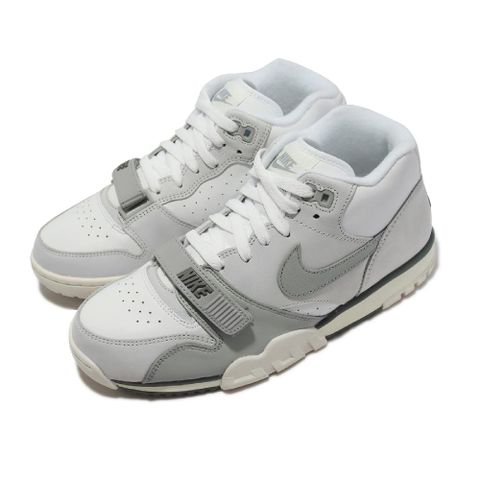 Nike 耐吉 休閒鞋 Air Trainer 1 男鞋 灰 白 中筒 復古 訓練鞋 束帶 麂皮 DM0521-001
